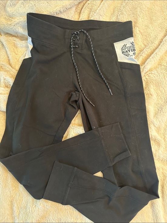 PINK Victoria's Secret Pants - PINK Victoria's Secret Black Leggings with Gray Pocket Accents
